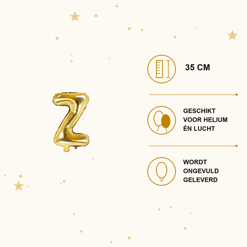 Letter Ballon Z Goud - 35 cm - Ballonnenshop.nl