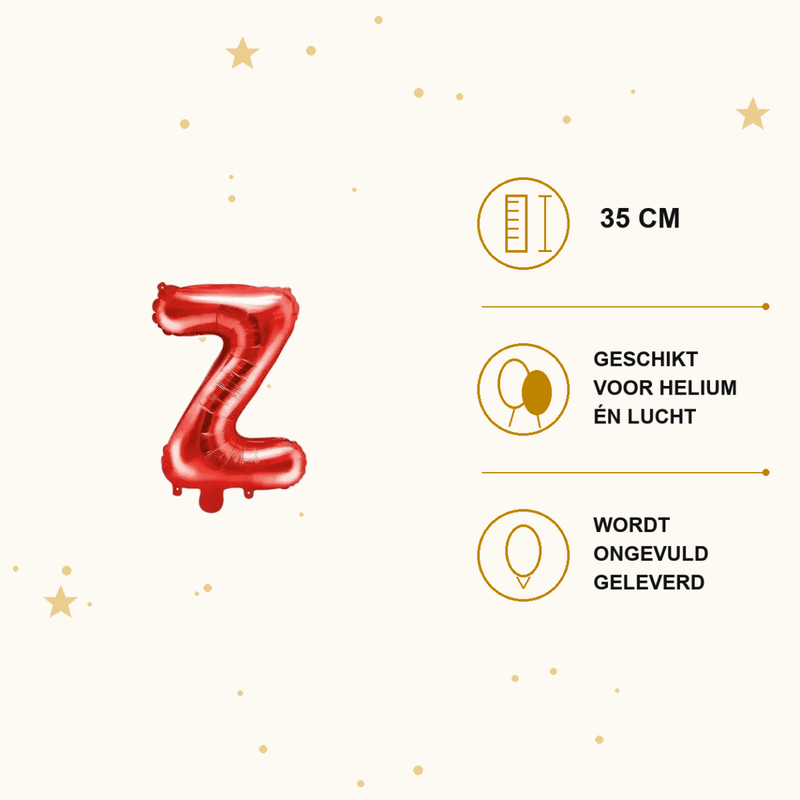 Letter Ballon Z Rood - 35 cm - Ballonnenshop.nl