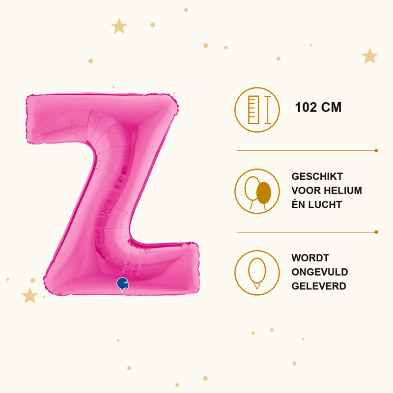 Letter Ballon Z Roze - 102 cm - Ballonnenshop.nl