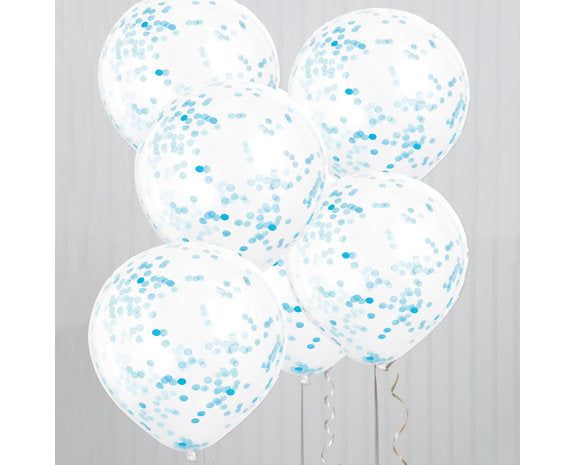 Licht Blauwe Confetti Ballonnen - 6 stuks - 30,5 cm - Ballonnenshop.nl