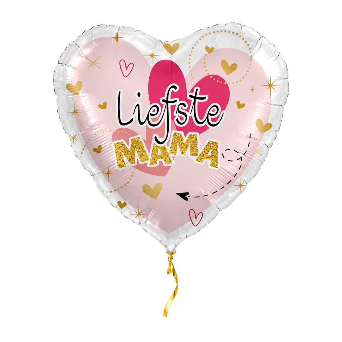 Liefste Mama Helium Ballon – met helium gevuld, met gouden lint