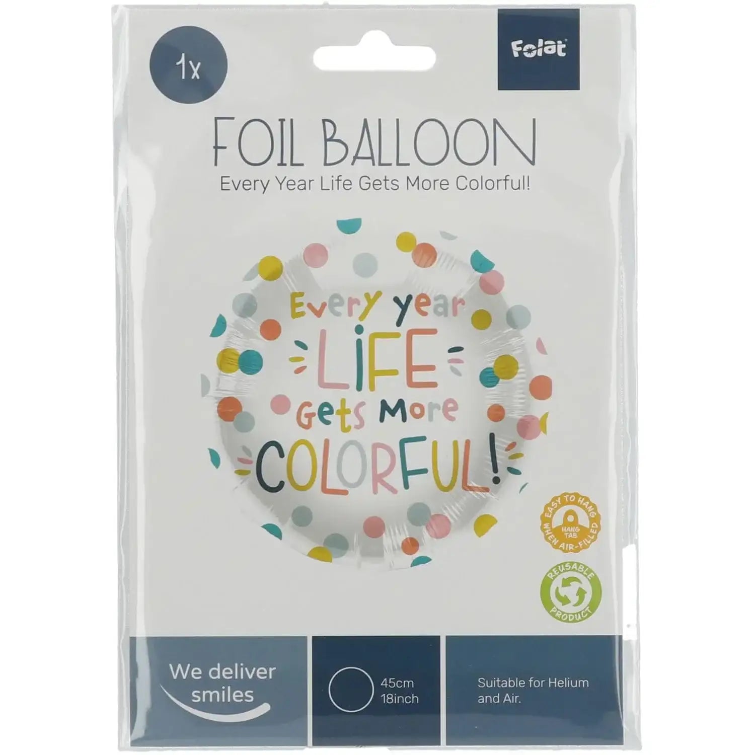 Life Gets Colorful Folie Ballon - 45 cm - Ballonnenshop.nl