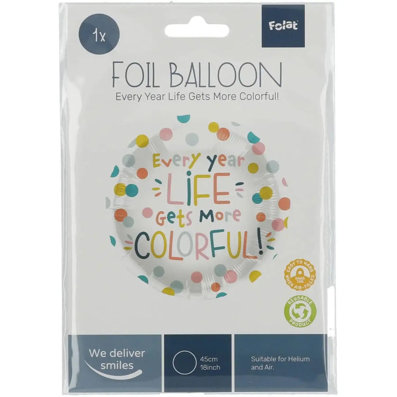 Life Gets Colorful Folie Ballon - 45 cm - Ballonnenshop.nl