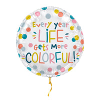 Life Gets Colorful Helium Ballon – met helium gevuld, met gouden lint