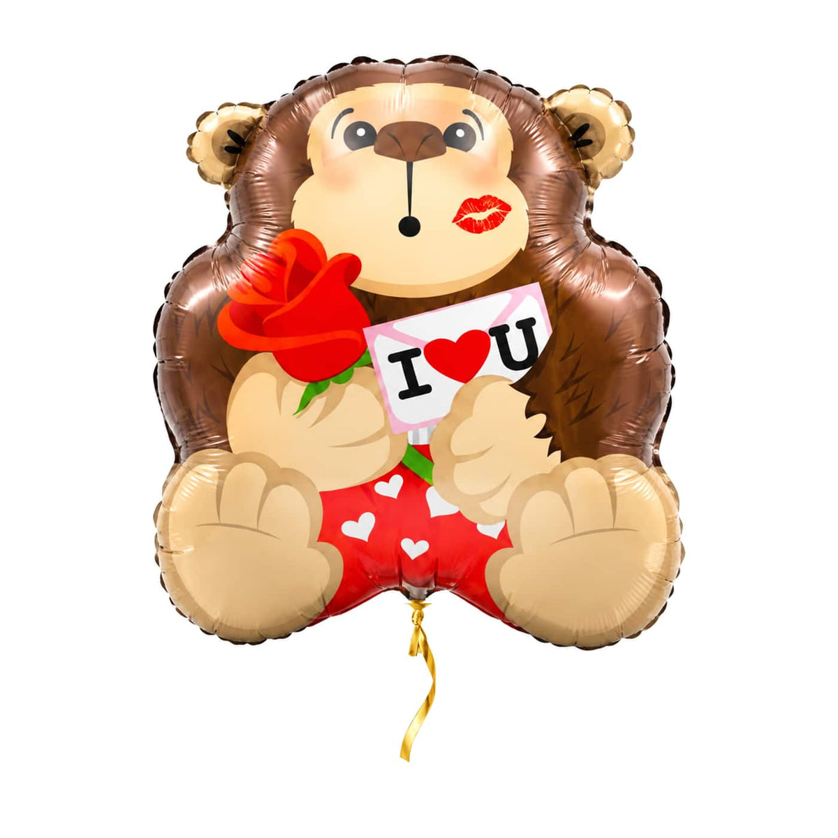 Love Gorilla Ballon – met helium gevuld, met gouden lint