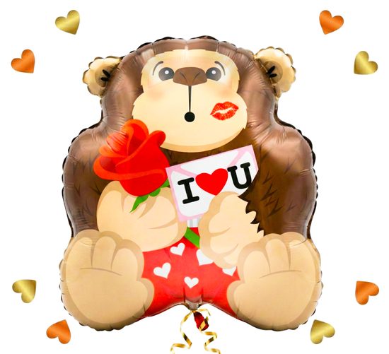 Love Gorilla Ballon - Gevuld Met Helium - 45 cm - Ballonnenshop.nl