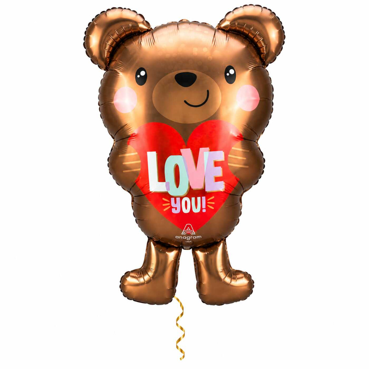Love You! Beer Ballon met dun metallic gouden lint op witte achtergrond – Ballonnenshop.nl
