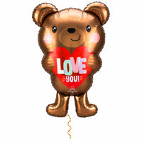 Love You! Beer Ballon met dun metallic gouden lint op witte achtergrond – Ballonnenshop.nl