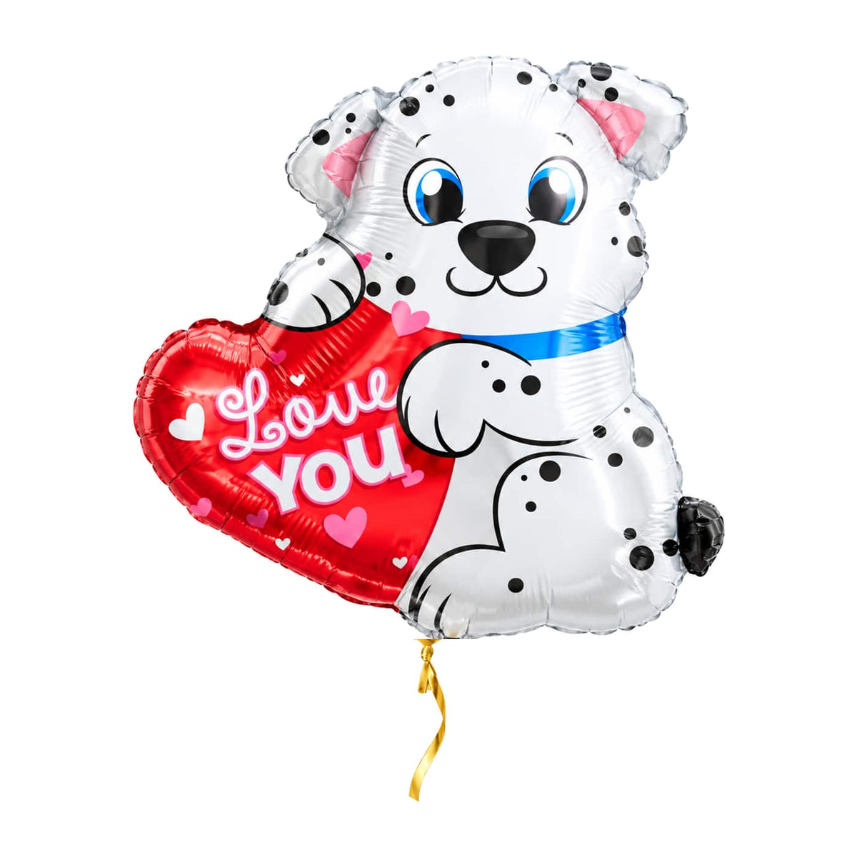 Love You Hondje Ballon – met helium gevuld, met gouden lint