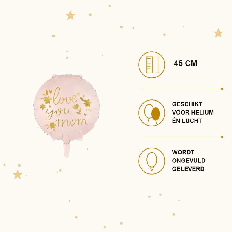 Love You Mom Folie Ballon 45 cm - Ballonnenshop.nl
