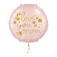 Love You Mom Helium Ballon – met helium gevuld, met gouden lint