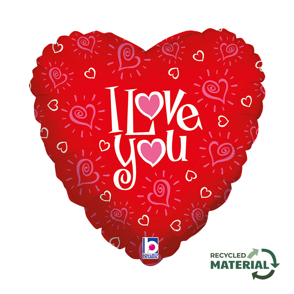 Hartjes Ballon - Love You Hearts - 45 cm