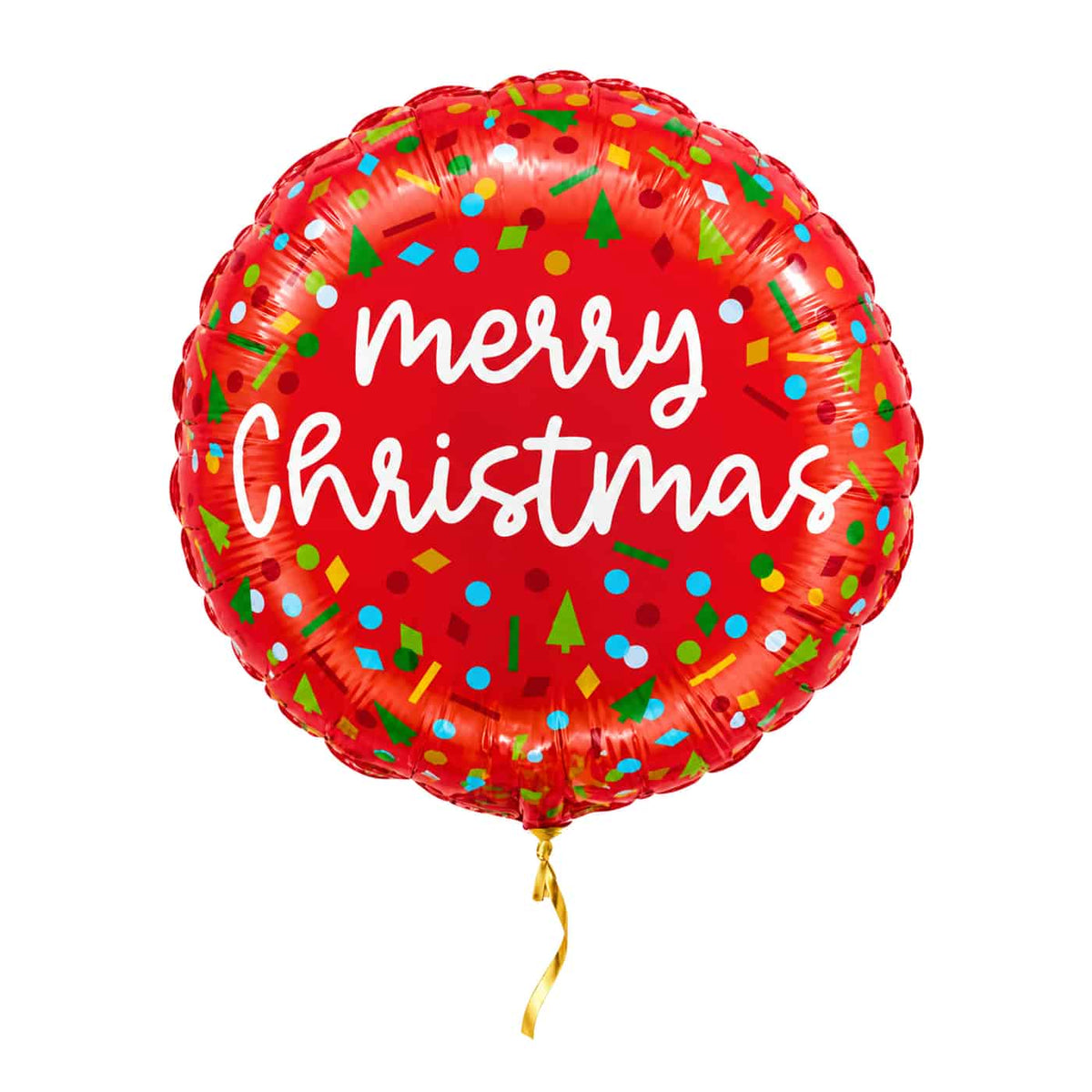 Merry Christmas Confetti Ballon – met helium gevuld, met gouden lint
