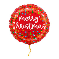 Merry Christmas Confetti Ballon – met helium gevuld, met gouden lint