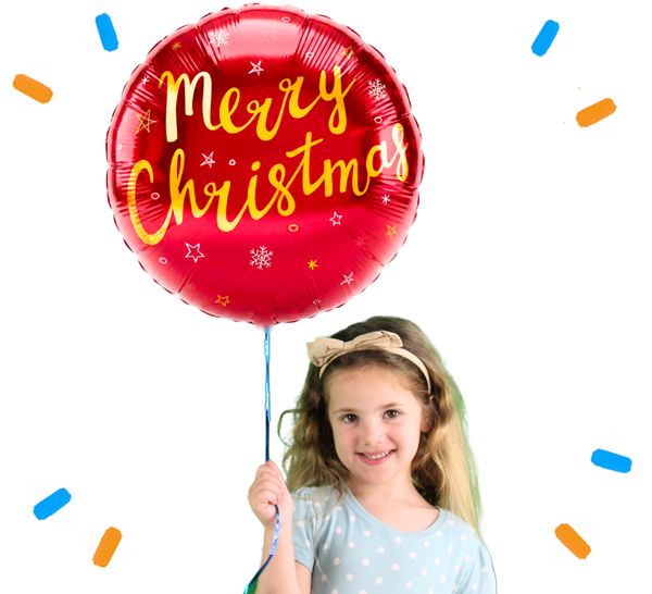Merry Christmas Bordeaux Rood Helium Ballon - Gevuld Met Helium - 46 cm - Ballonnenshop.nl