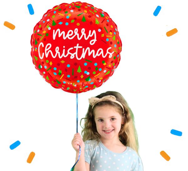 Merry Christmas Confetti Helium Ballon - Gevuld Met Helium - 46 cm - Ballonnenshop.nl