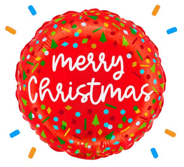 Merry Christmas Confetti Helium Ballon - Gevuld Met Helium - 46 cm - Ballonnenshop.nl