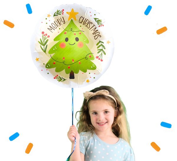 Merry Christmas Kerstboom Helium Ballon - Gevuld Met Helium - 46 cm - Ballonnenshop.nl