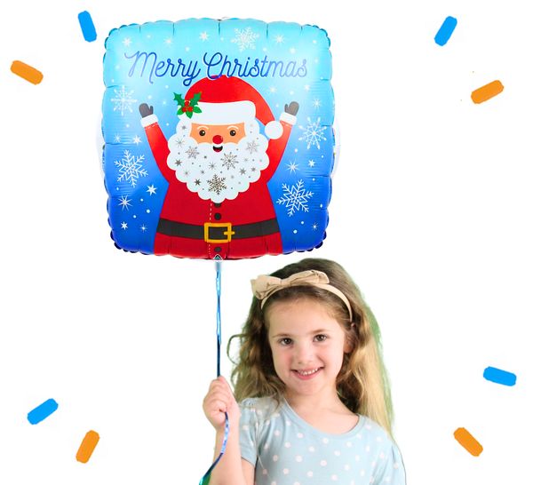 Merry Christmas Kerstman Helium Ballon - Gevuld Met Helium - 46 cm - Ballonnenshop.nl