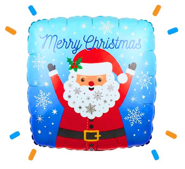 Merry Christmas Kerstman Helium Ballon - Gevuld Met Helium - 46 cm - Ballonnenshop.nl