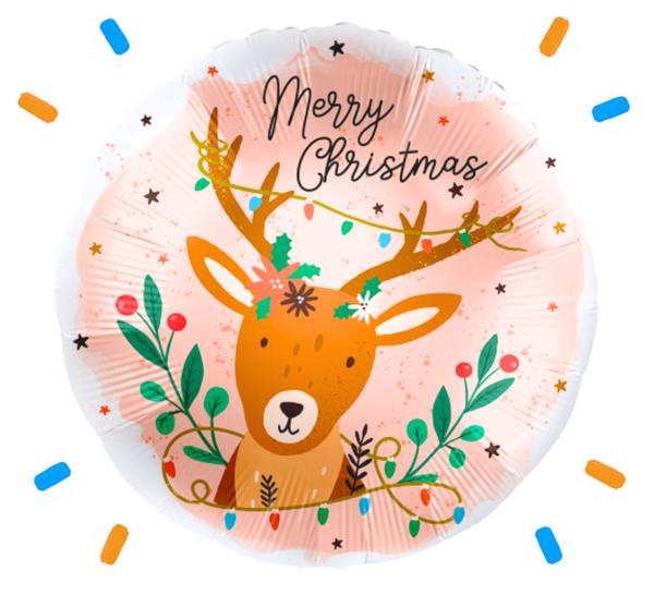 Merry Christmas Rendier Helium Ballon - Gevuld Met Helium - 46 cm - Ballonnenshop.nl