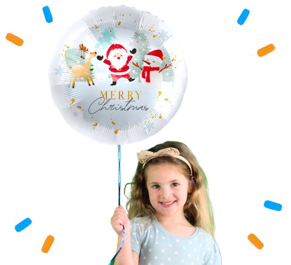 Merry Christmas Santa & Vrienden Helium Ballon - Gevuld Met Helium - 46 cm - Ballonnenshop.nl