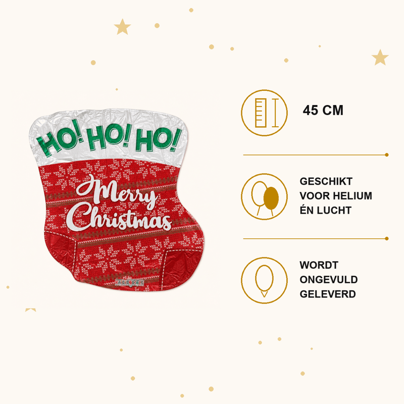 Merry Christmas Sok Folie Ballon - 45 cm - Ballonnenshop.nl