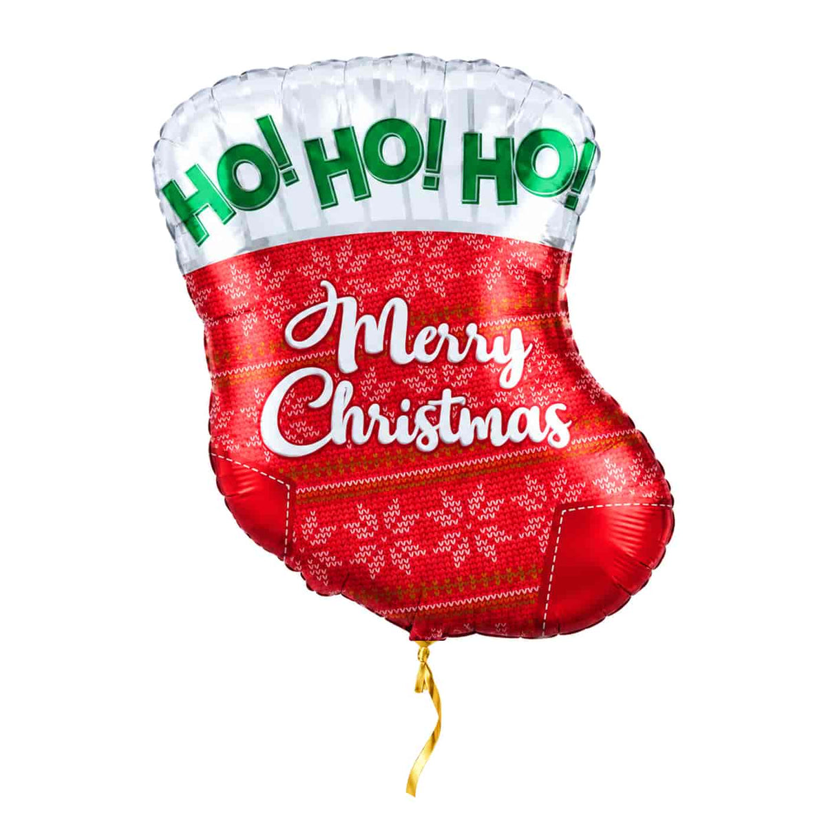 Merry Christmas Sok Helium Ballon – met helium gevuld, met gouden lint