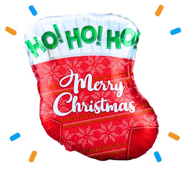 Merry Christmas Sok Helium Ballon - Gevuld Met Helium - 45 cm - Ballonnenshop.nl