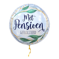 Met Pensioen Gefeliciteerd Ballon met helium en gouden lint