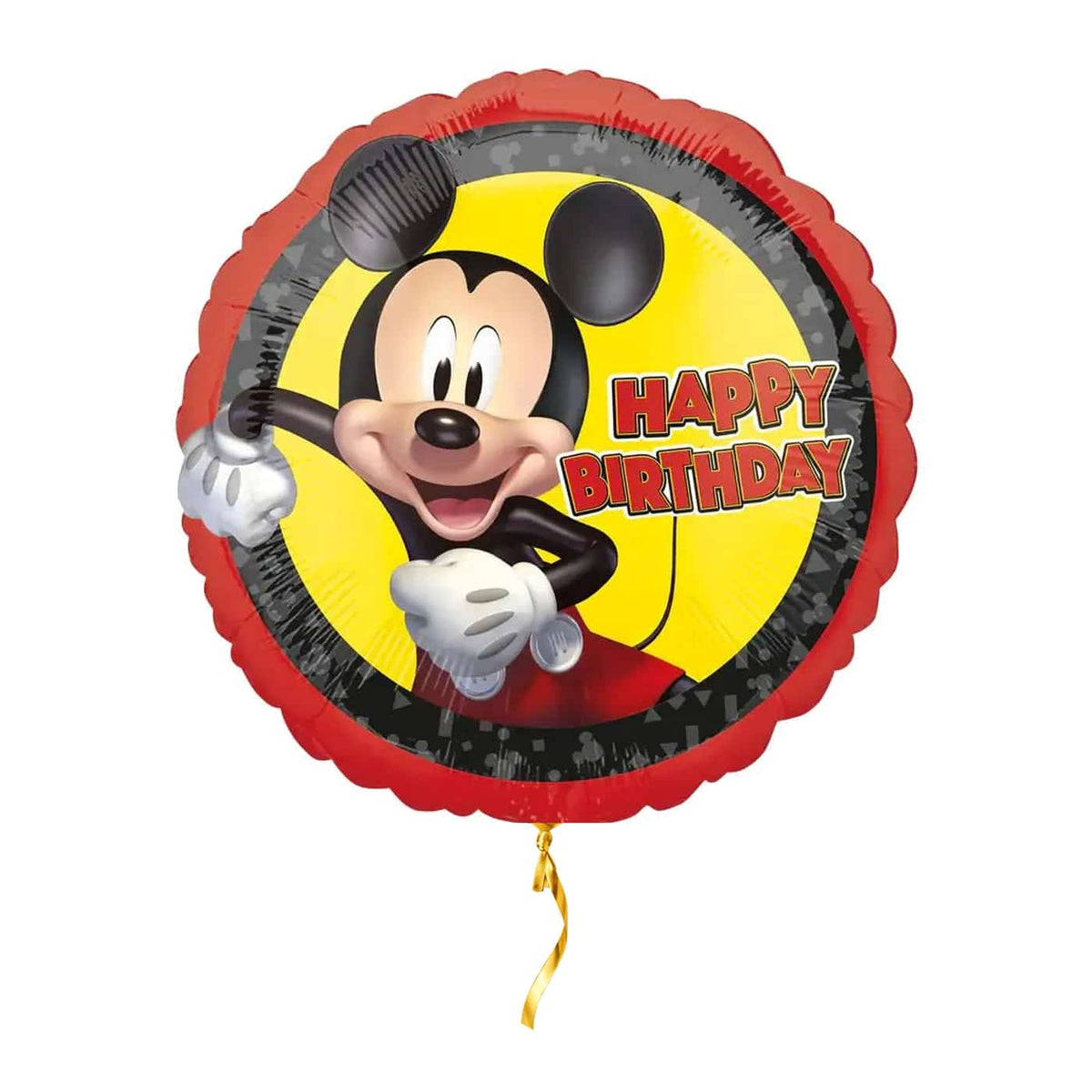 Mickey Mouse Happy Birthday – met helium gevuld, met gouden lint