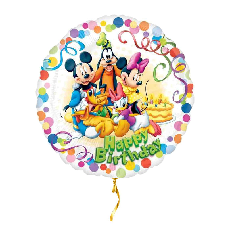 Mickey & Vrienden Happy Birthday – met helium gevuld, met gouden lint