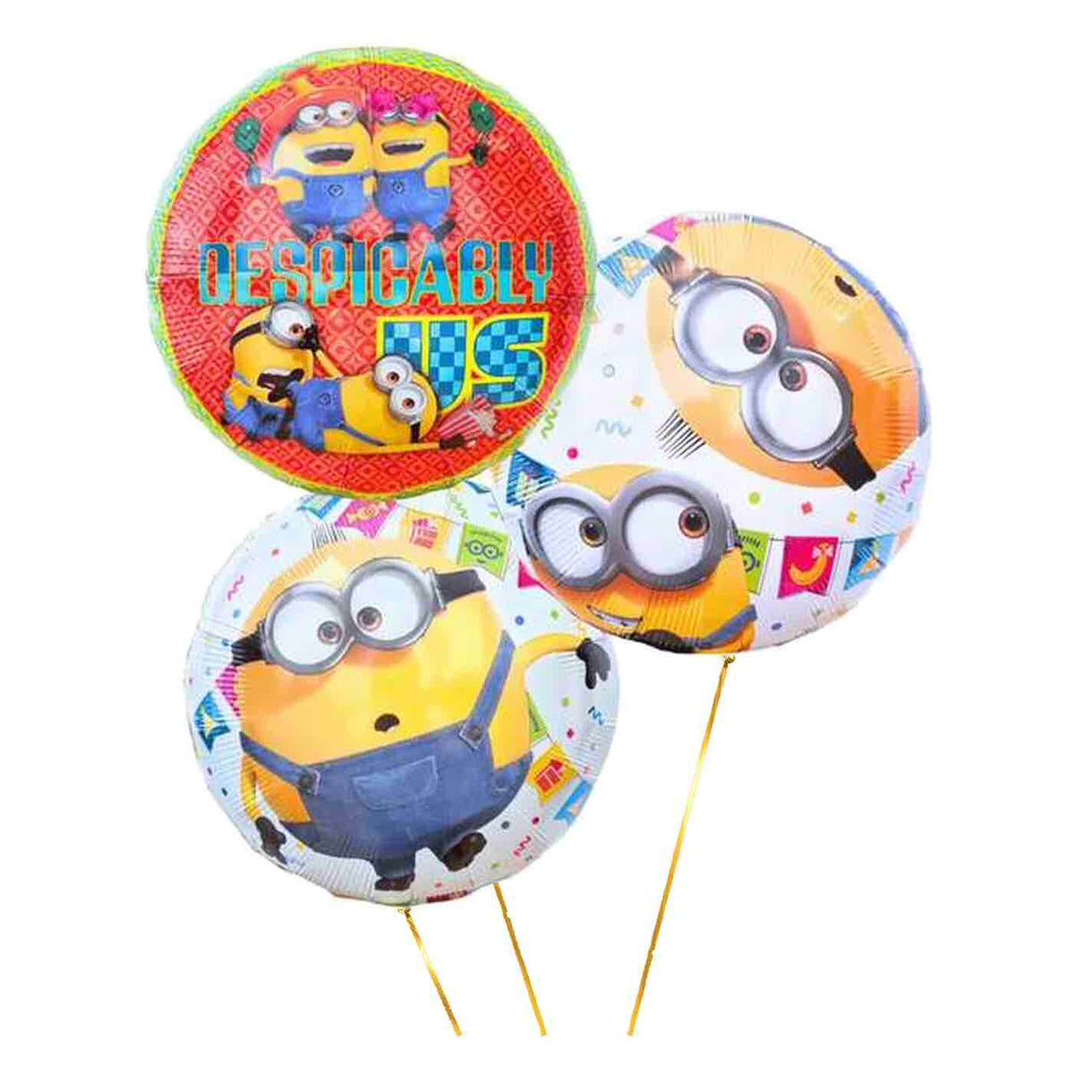 Minion Trosje Geel/Wit/Rood - Gevuld Met Helium - 46 cm - Ballonnenshop.nl