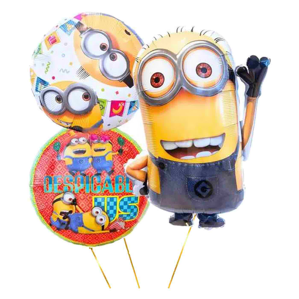 Minion Trosje Geel/Wit/Rood - Gevuld Met Helium - 63 cm - Ballonnenshop.nl