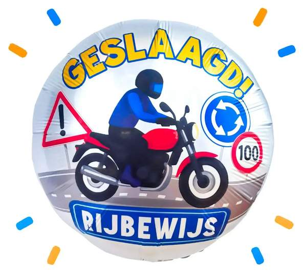 Motor Rijbewijs Geslaagd Helium Ballon - Gevuld Met Helium - 46 cm - Ballonnenshop.nl