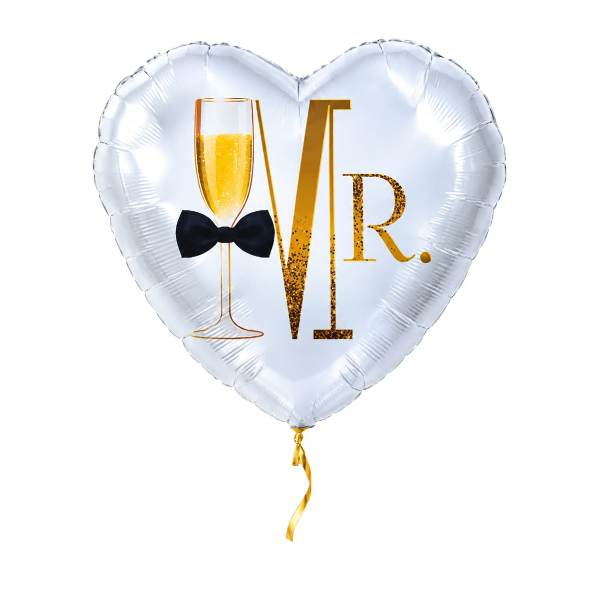 MR. Helium Ballon – met helium gevuld, met gouden lint