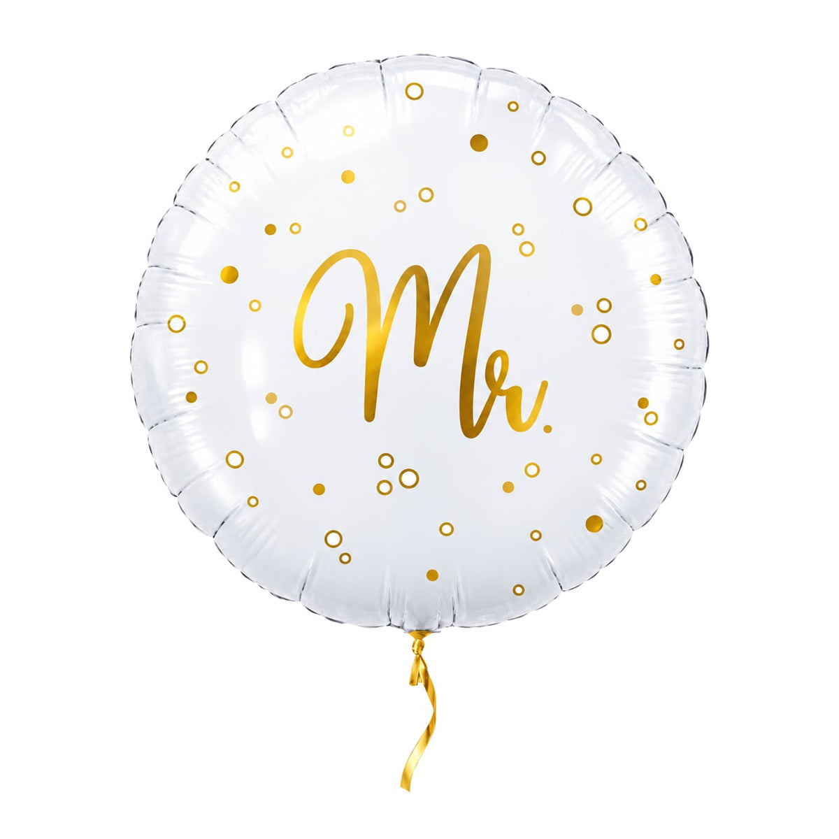 Mr Helium Ballon Stippen – met helium gevuld, met gouden lint