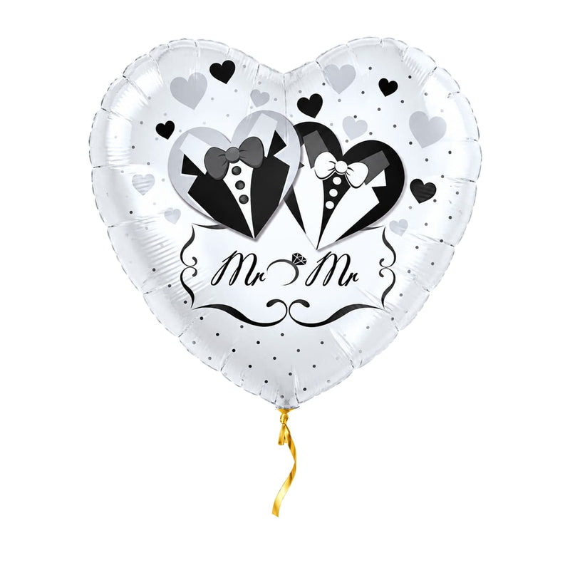 Mr & Mr Helium Ballon – met helium gevuld, met gouden lint