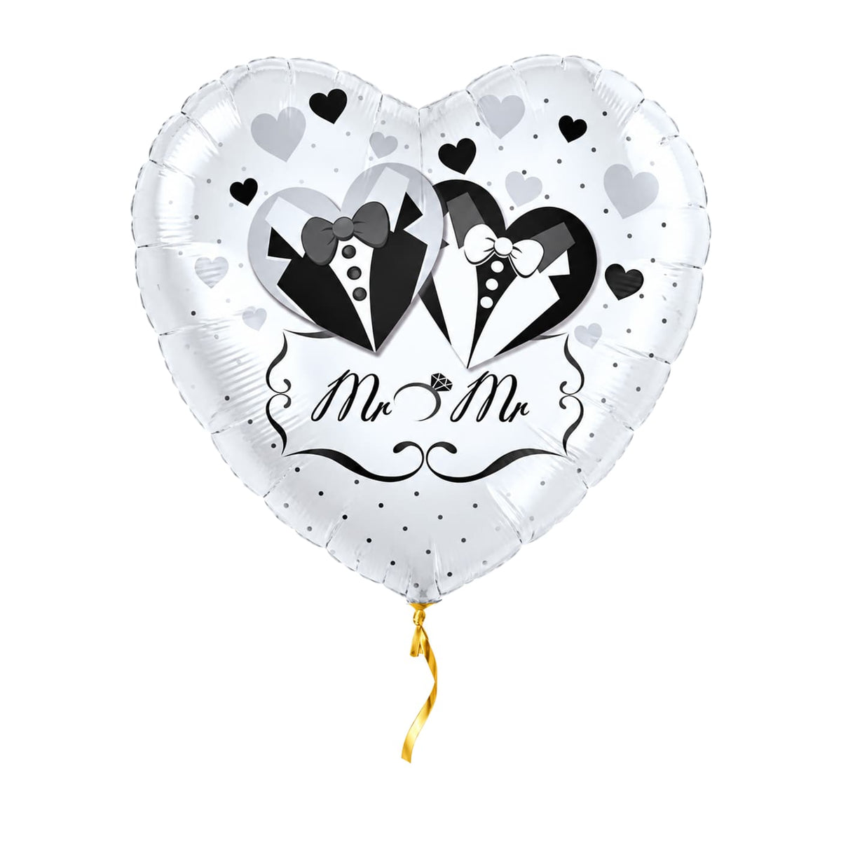 Mr & Mr Helium Ballon – met helium gevuld, met gouden lint