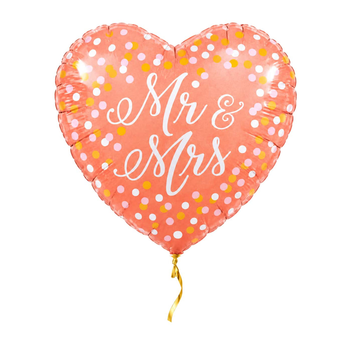 Mr & Mrs Hart Helium Ballon – met helium gevuld, met gouden lint