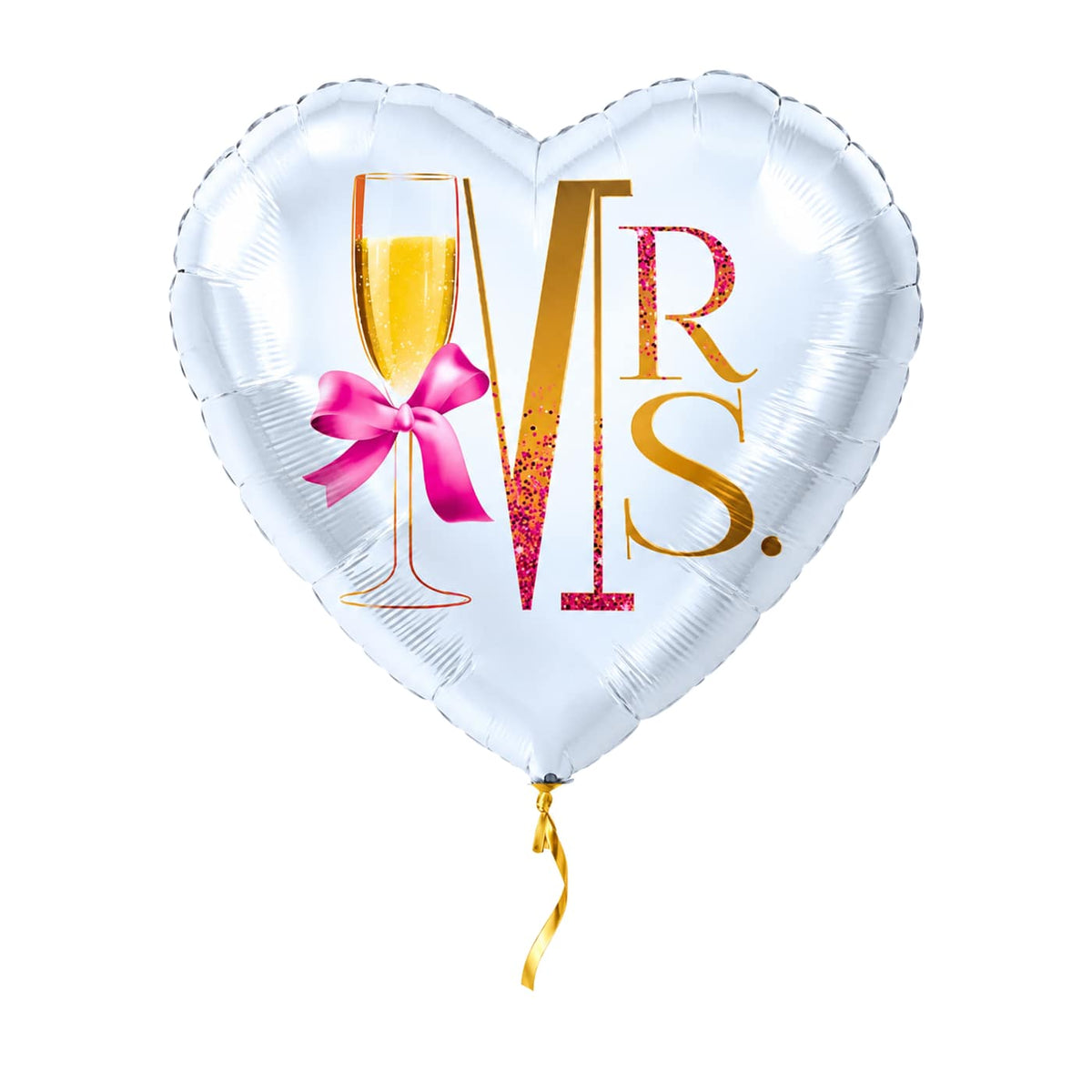 MRS. Helium Ballon – met helium gevuld, met gouden lint