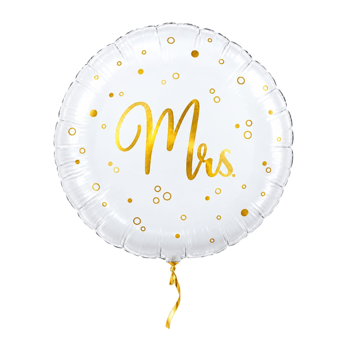 Mrs Helium Ballon Stippen – met helium gevuld, met gouden lint