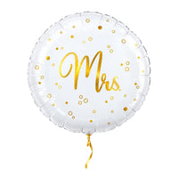 Mrs Helium Ballon Stippen – met helium gevuld, met gouden lint