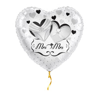 Mrs & Mrs Helium Ballon – met helium gevuld, met gouden lint
