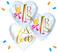 Mrs & Mrs Love Trosje Helium Ballonnen - Gevuld Met Helium - 46 cm - Ballonnenshop.nl