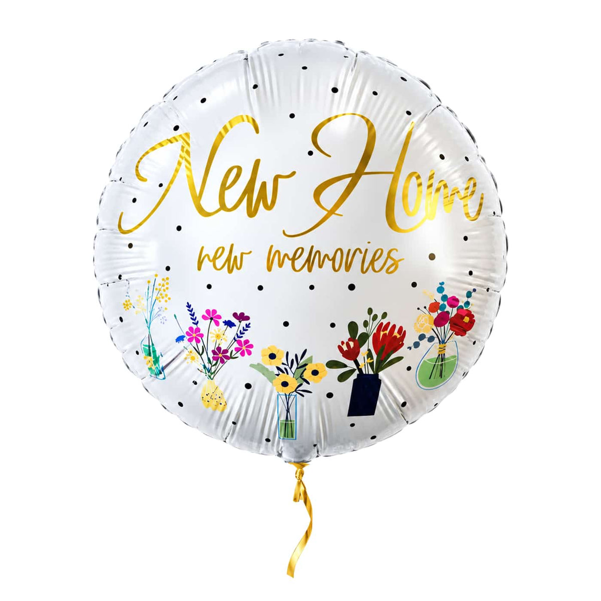 New Home Helium Ballon Bloemen – met helium gevuld, met gouden lint
