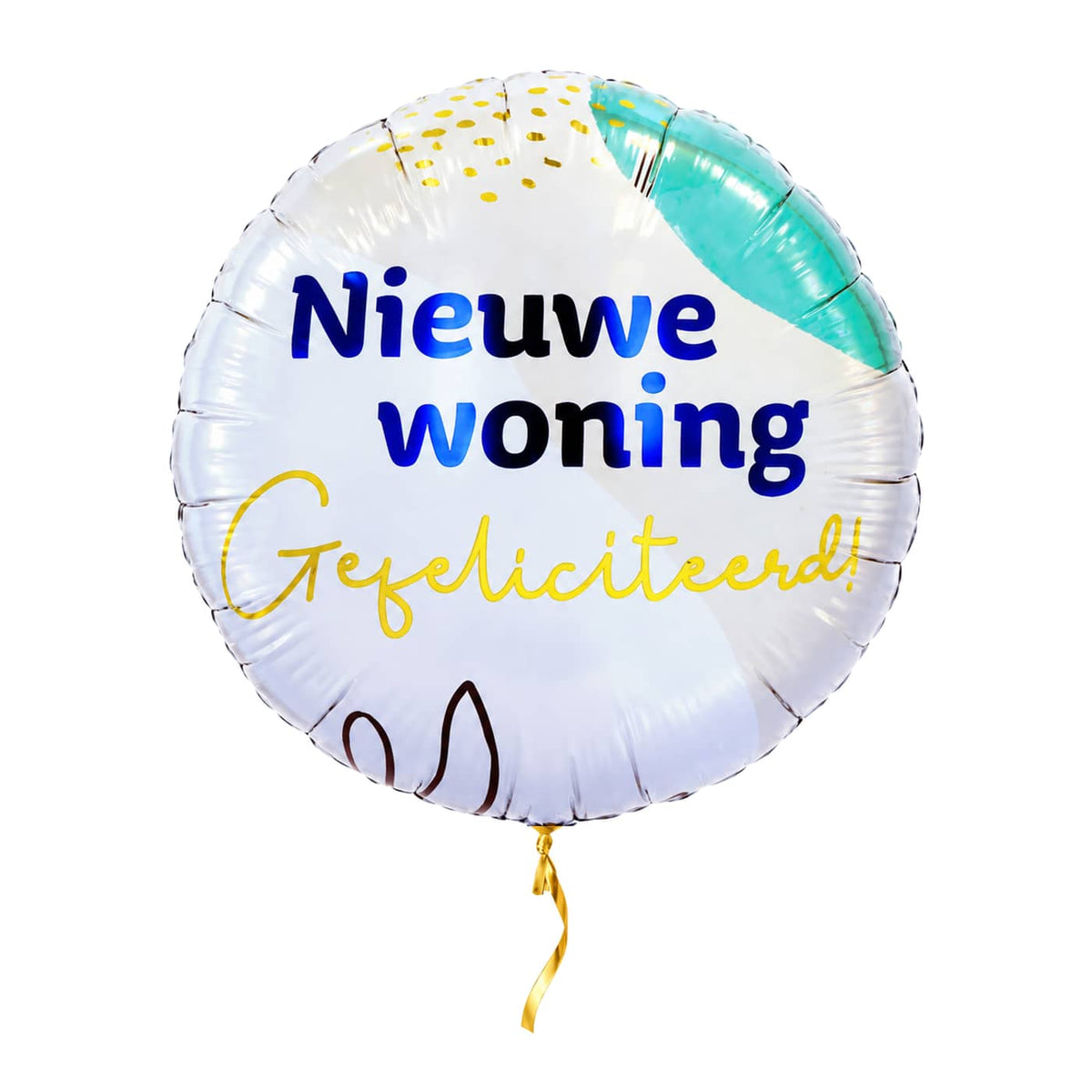 Nieuwe Woning Gefeliciteerd – met helium gevuld, met gouden lint
