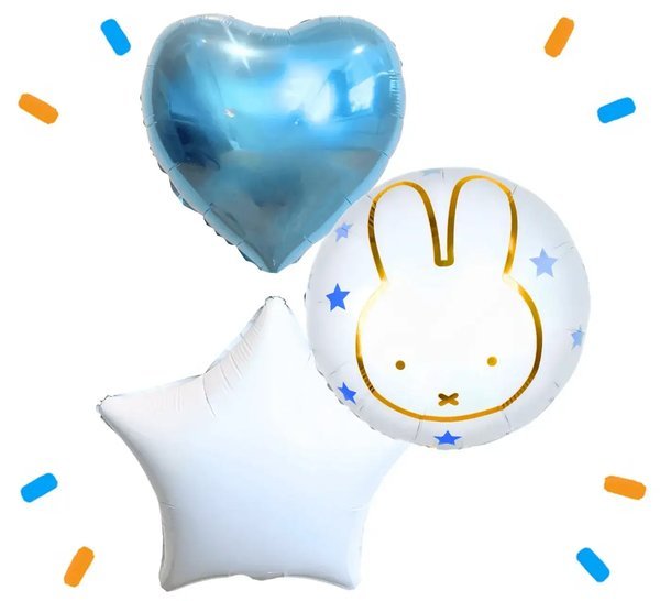 Nijntje trosje Helium Ballonnen Blauw - Gevuld Met Helium - 46 cm - Ballonnenshop.nl