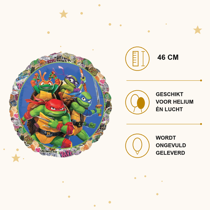 Ninja Turtle Folie Ballon - 46 cm - Ballonnenshop.nl
