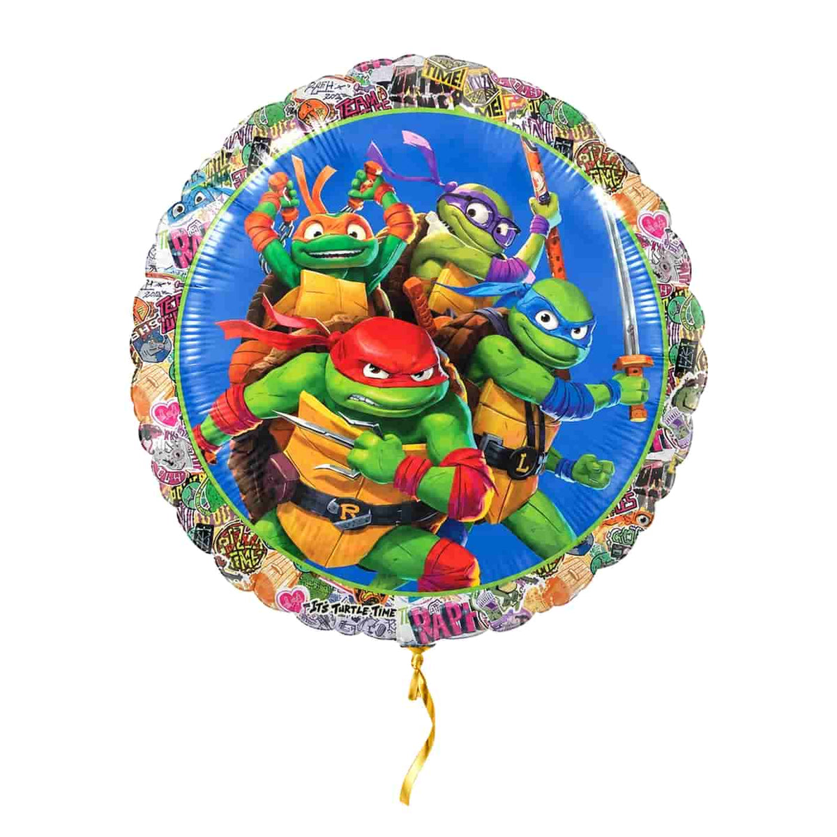 Ninja Turtle Helium Ballon – met helium gevuld, met gouden lint